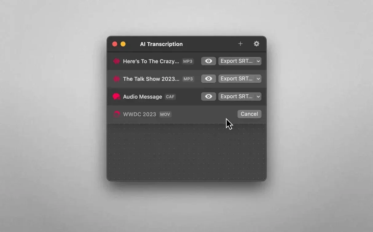 AI Transcription — example 2 AI Transcription macOS window 2