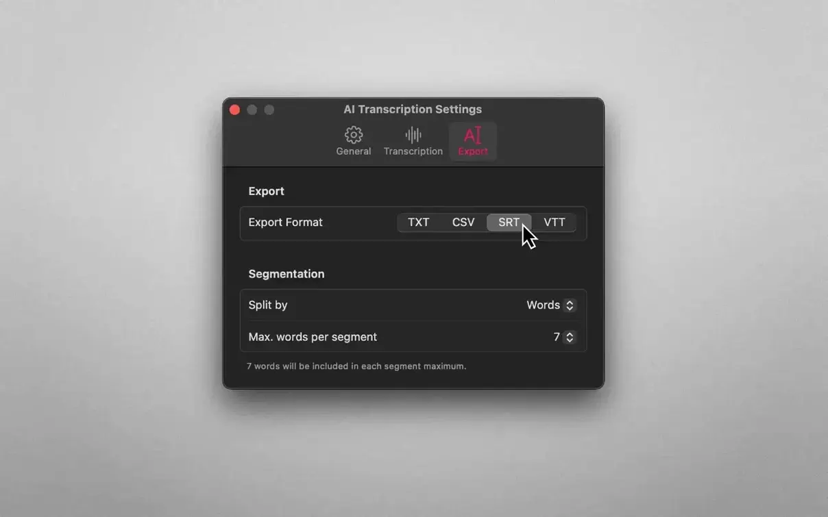 AI Transcription — example 4 AI Transcription macOS window 4