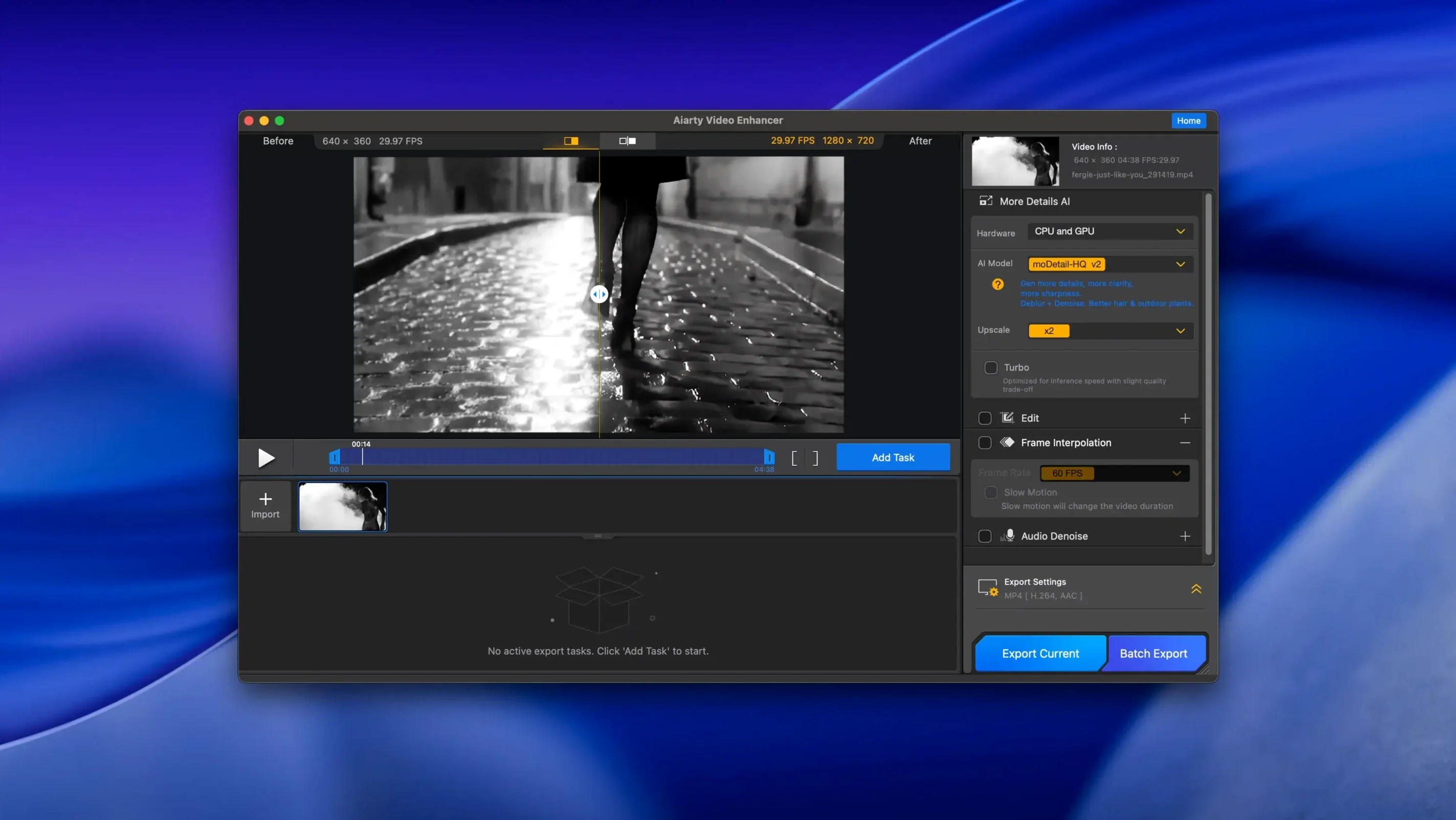 Aiarty Video Enhancer app screen 2