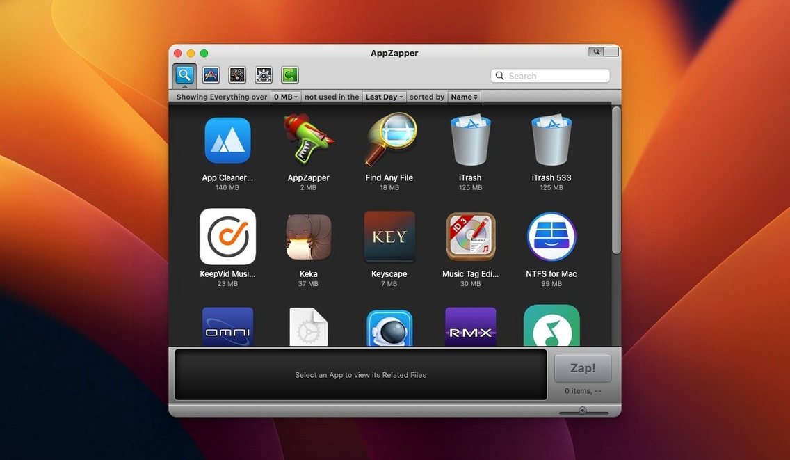 app zapper mac: the interface