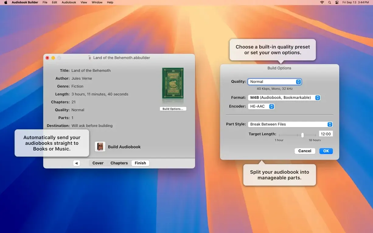 Audiobook Builder macOS window 2