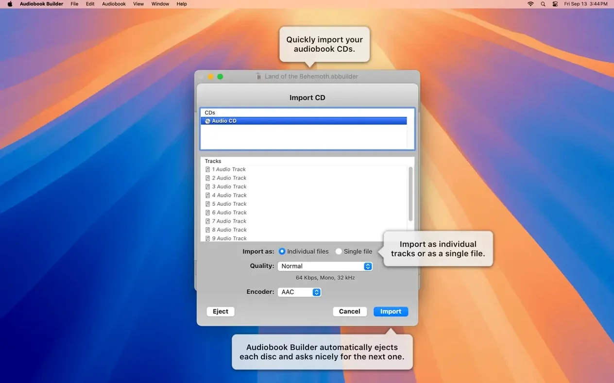 Audiobook Builder macOS window 3