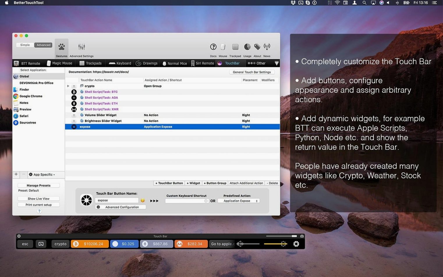 BetterTouchTool — example 4 BetterTouchTool macOS window 4