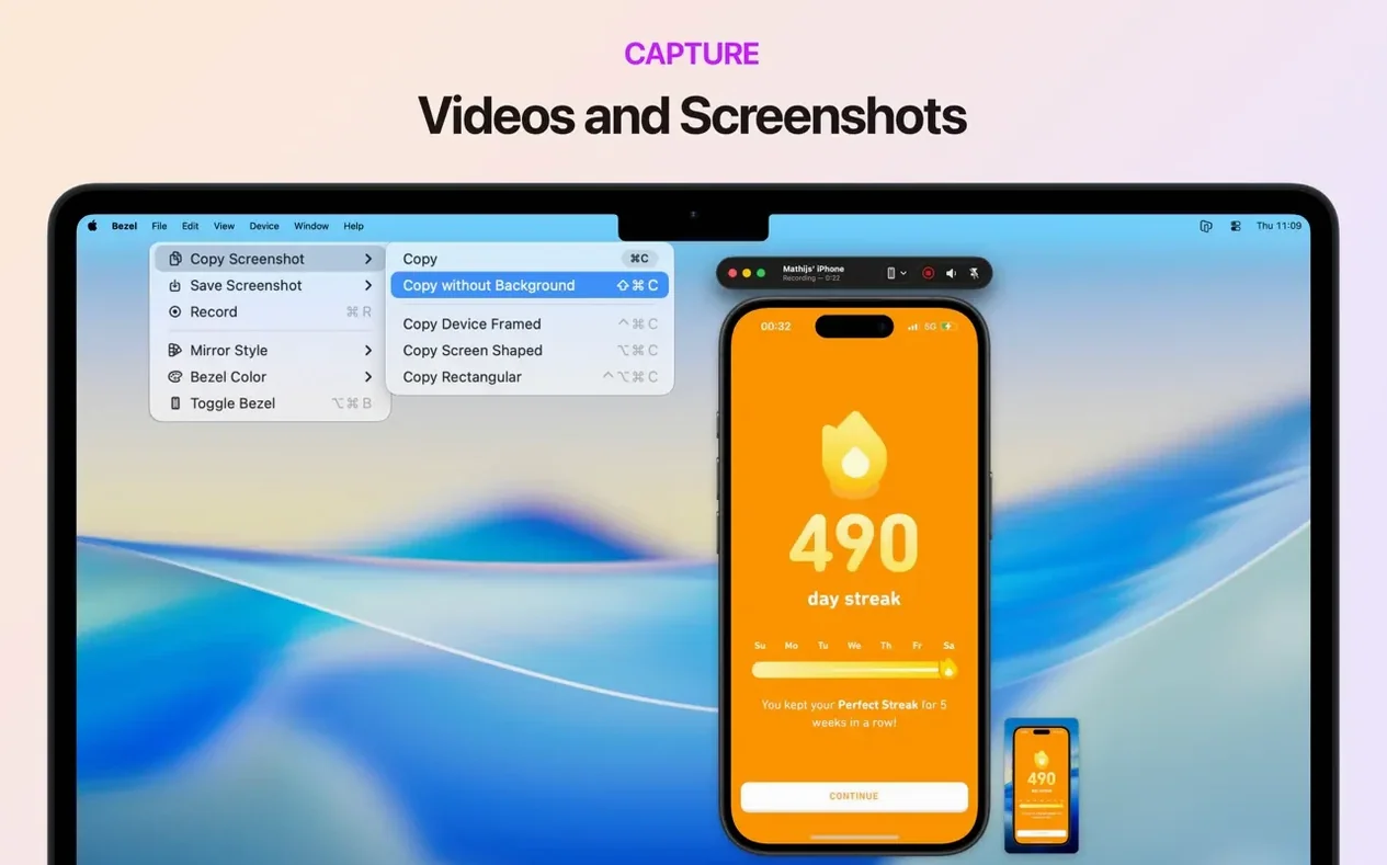 Bezel • Phone Mirror walkthrough 3 Bezel • Phone Mirror app screen 3
