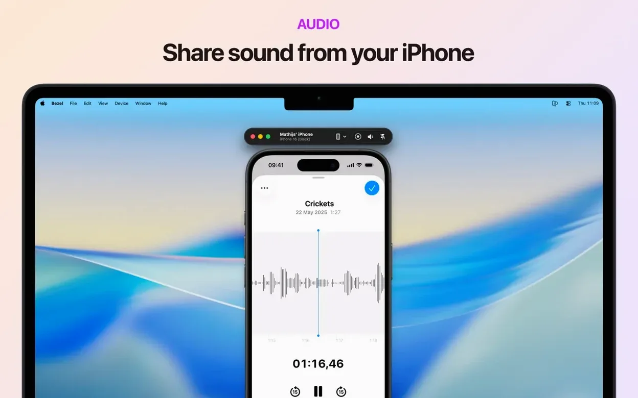 Bezel • Phone Mirror — example 5 Bezel • Phone Mirror macOS window 5
