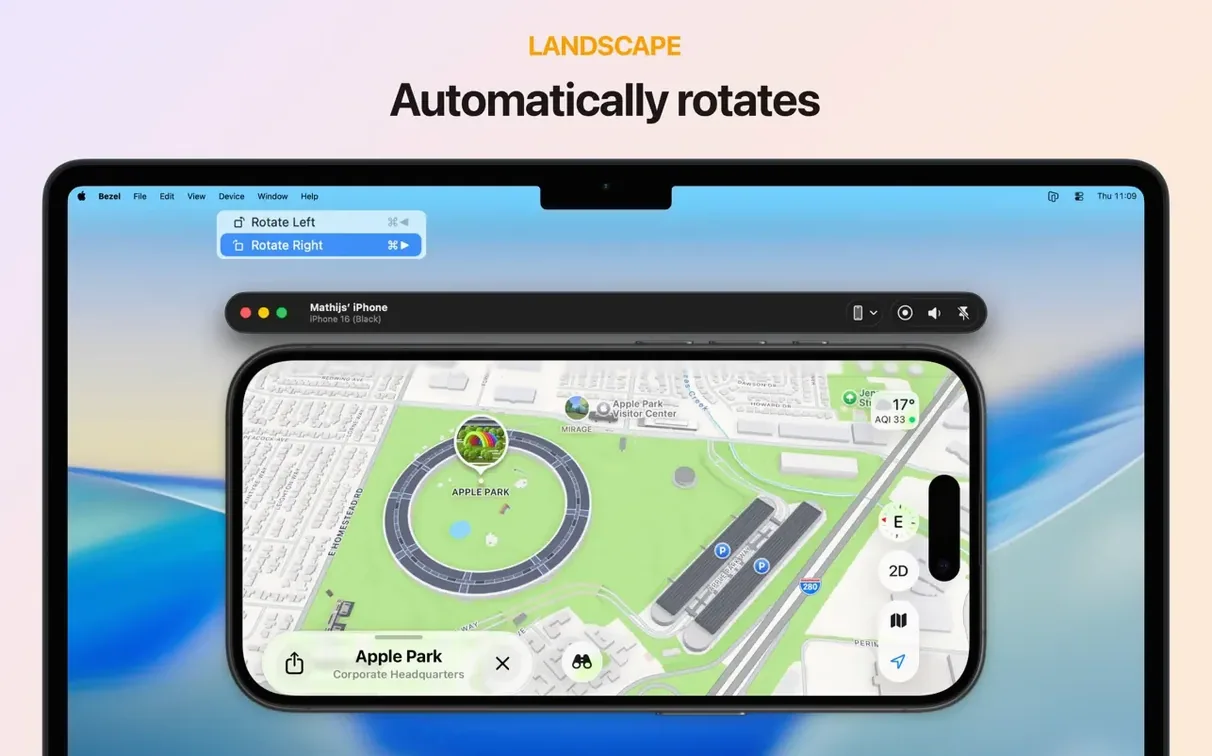 Bezel • Phone Mirror — example 6 Bezel • Phone Mirror macOS window 6