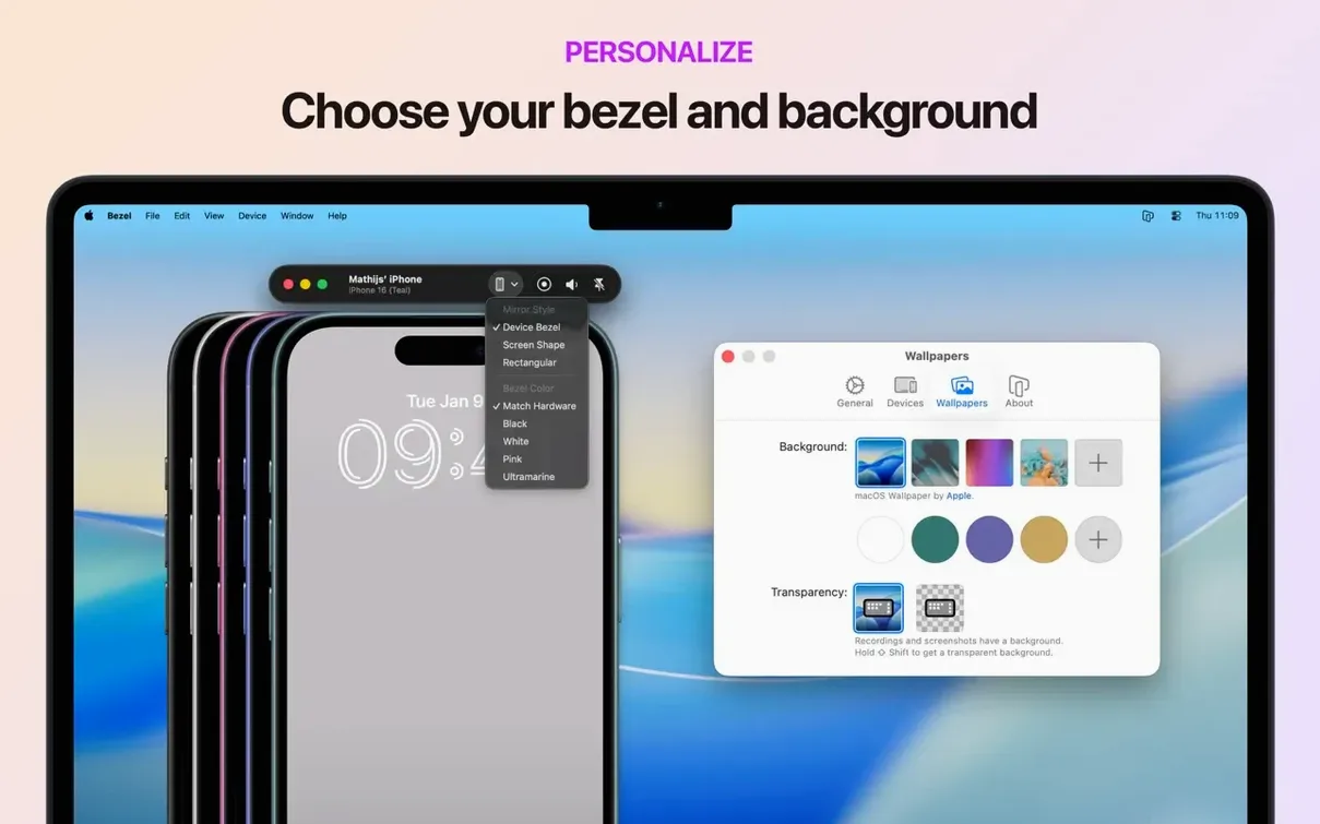 Bezel • Phone Mirror — example 7 Bezel • Phone Mirror macOS window 7