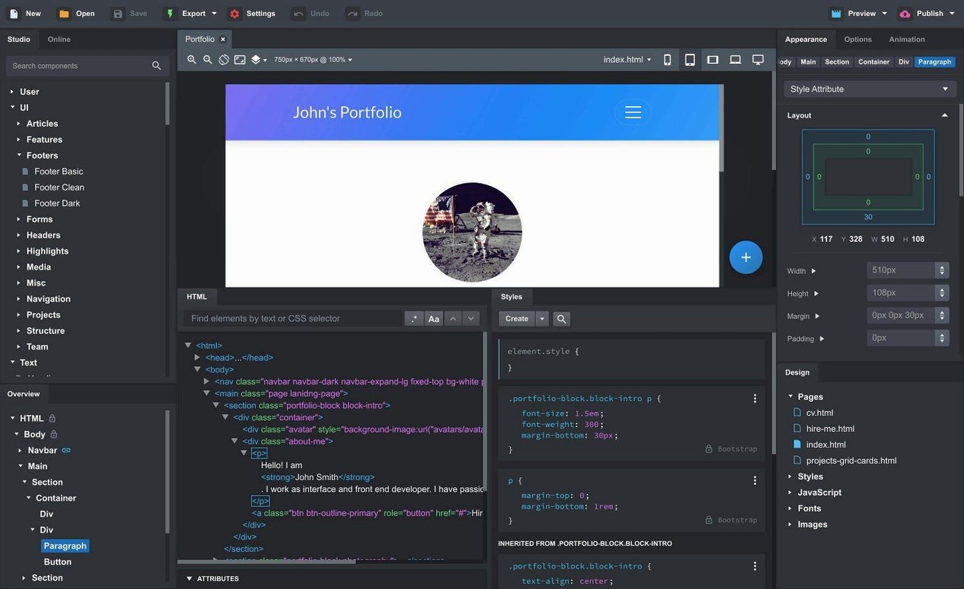 Bootstrap Studio macOS window 2