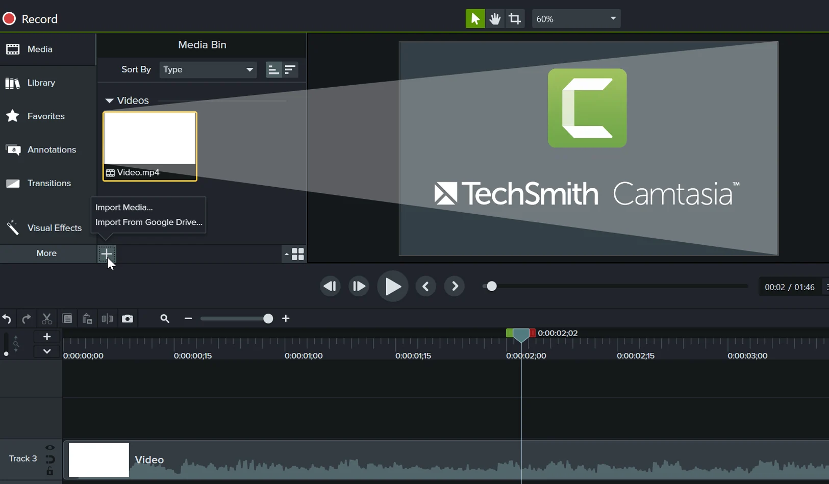 Camtasia walkthrough 2 Camtasia app screen 2
