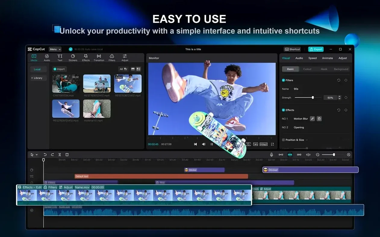 capcut pro mac dmg: the interface