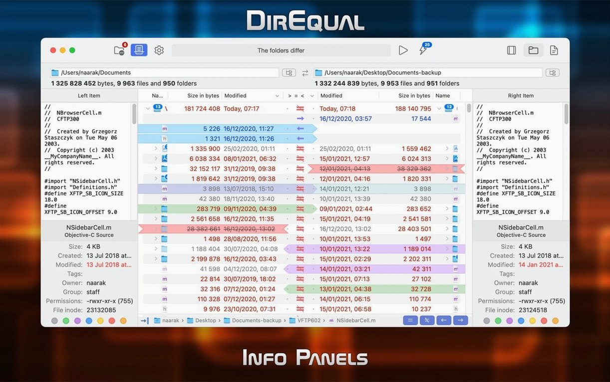 DirEqual — example 2 DirEqual macOS window 2