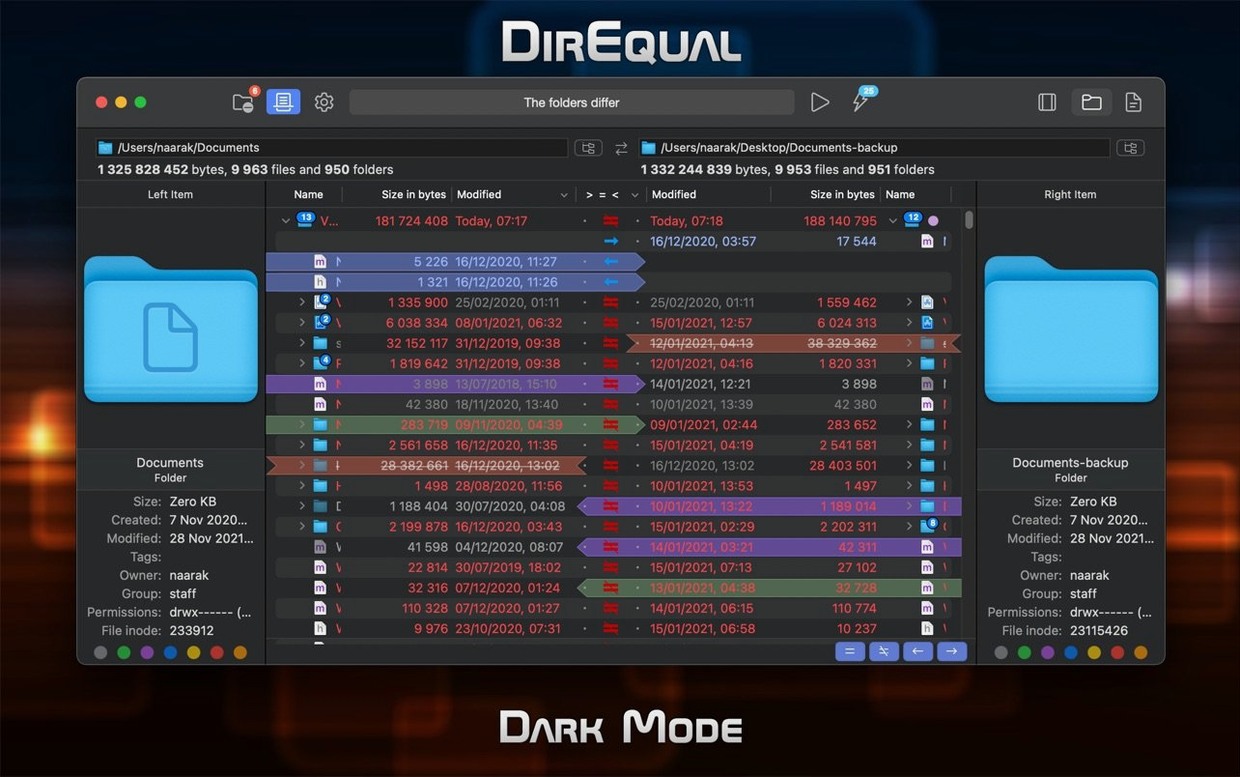 DirEqual — example 3 DirEqual macOS window 3