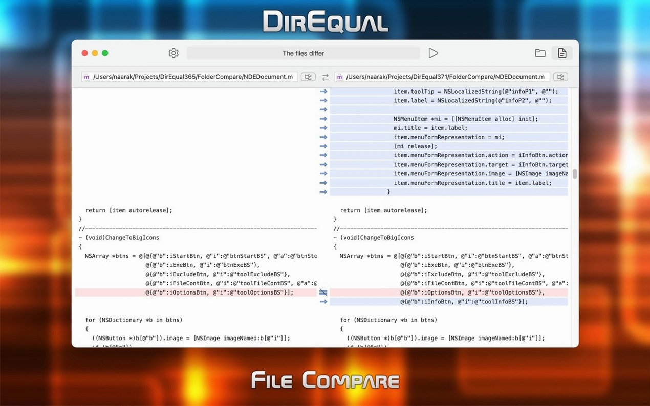 DirEqual — example 4 DirEqual macOS window 4