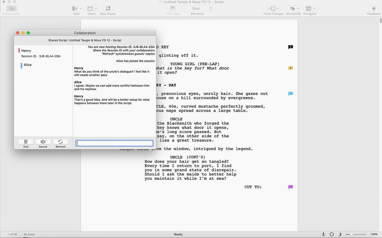 Final Draft — example 3 Final Draft macOS window 3