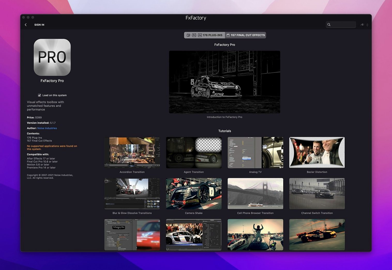 FxFactory Pro macOS window 2