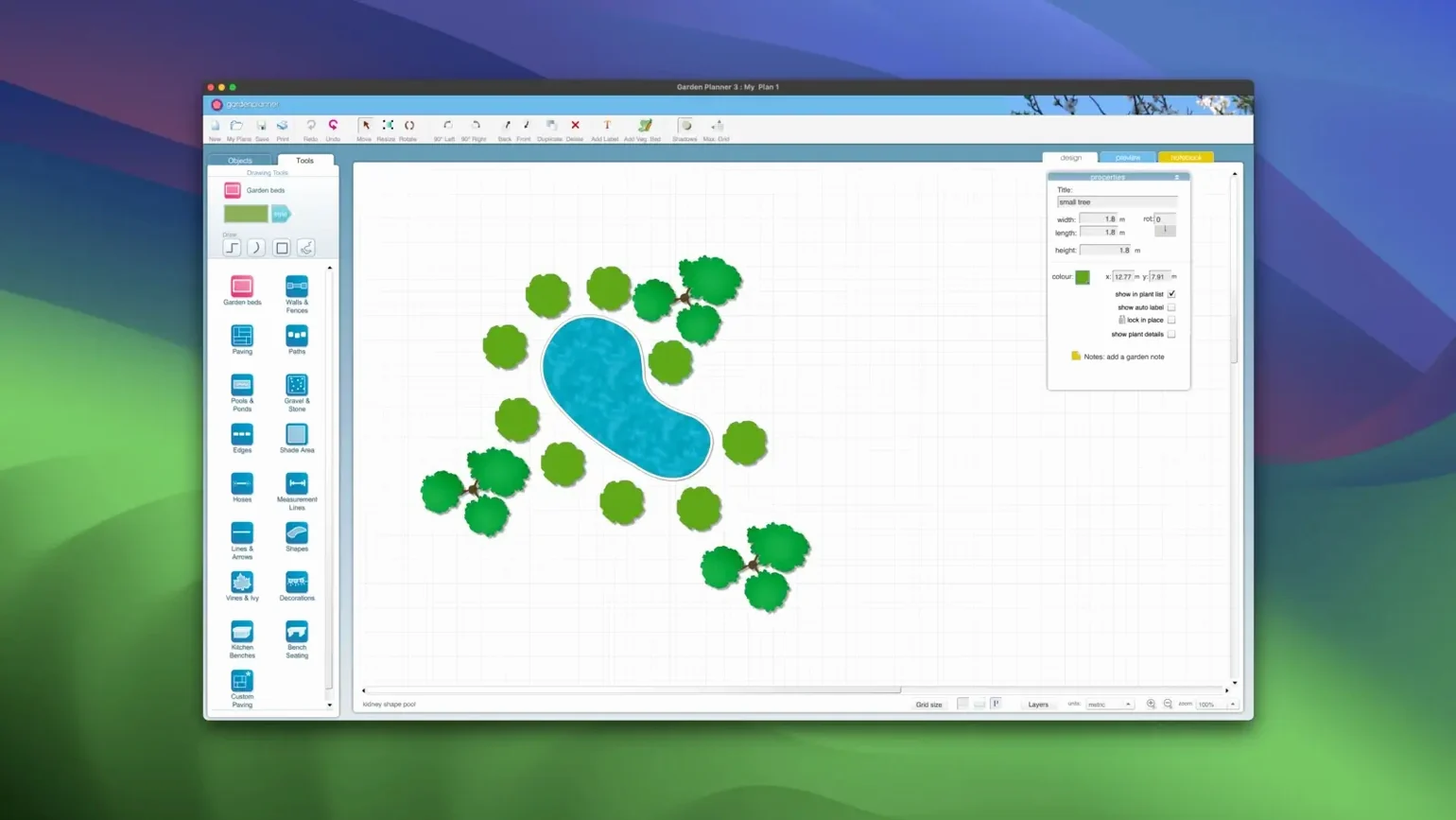 Garden Planner — example 2 Garden Planner macOS window 2