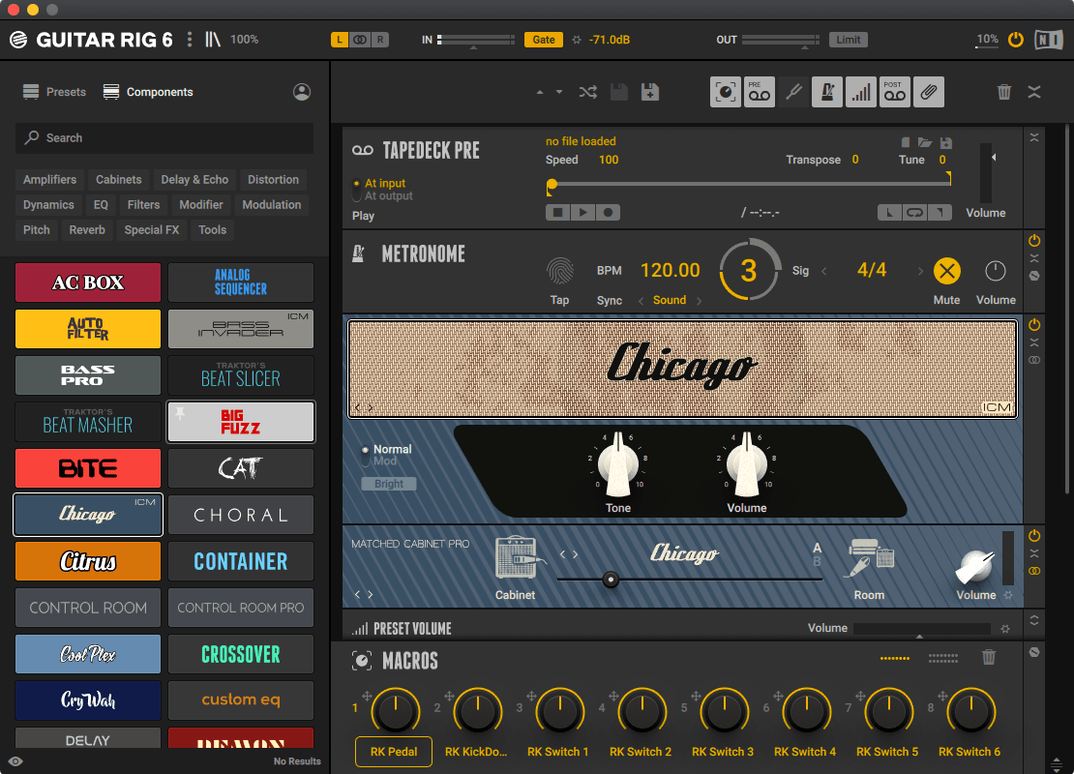 Guitar Rig — example 1 guitar rig mac crack: the interface