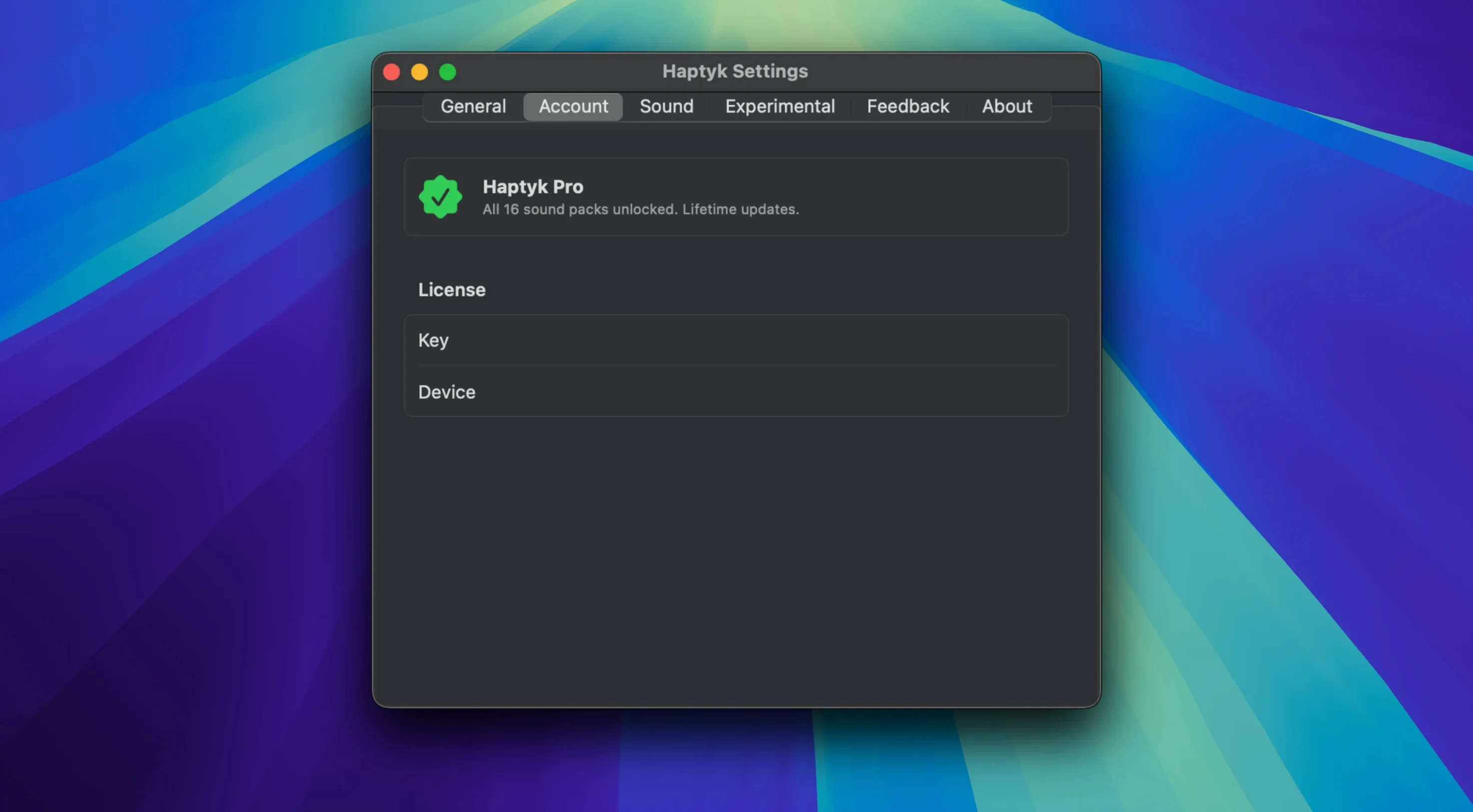 Haptyk macOS window 2