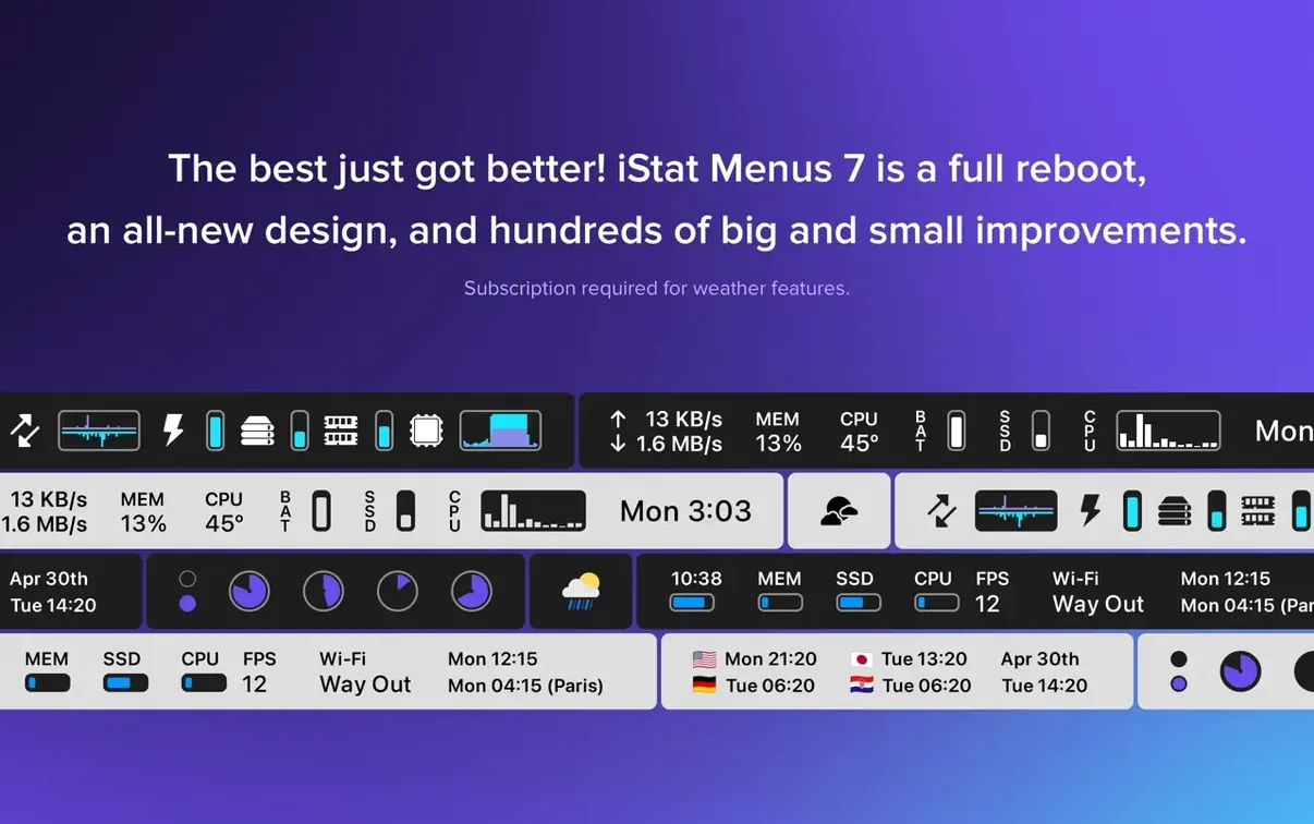 iStat Menus app screen 2