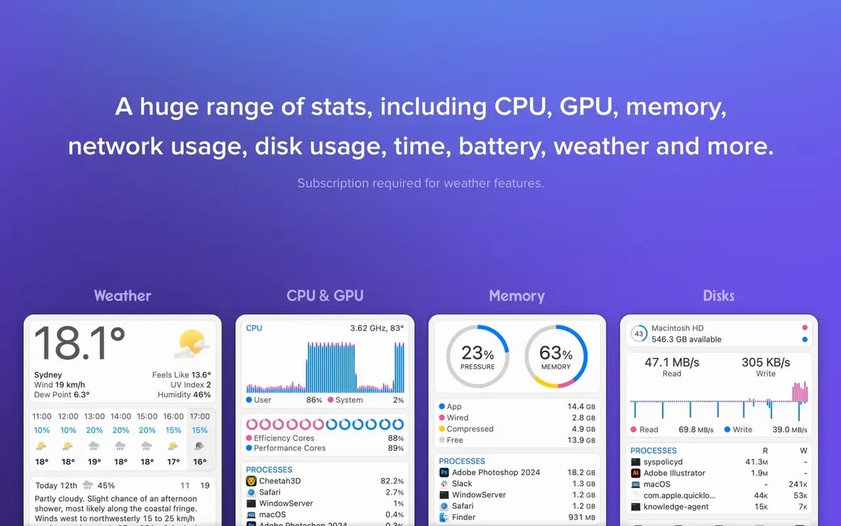 iStat Menus app screen 4