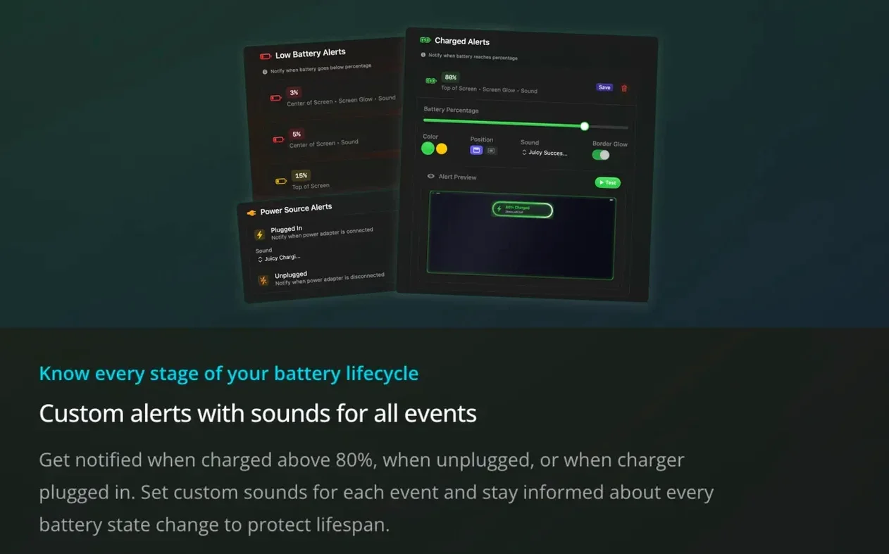Juicy: Battery Alerts & Health — example 5 Juicy: Battery Alerts & Health macOS window 5