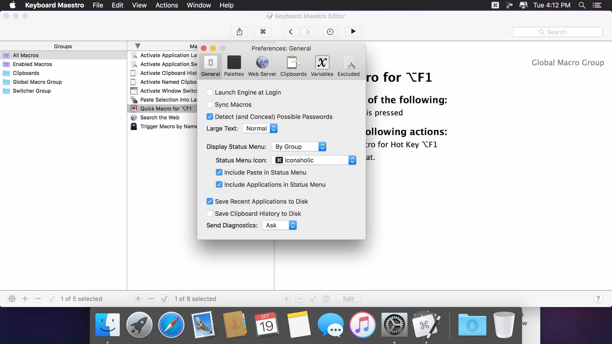 Keyboard Maestro app screen 2