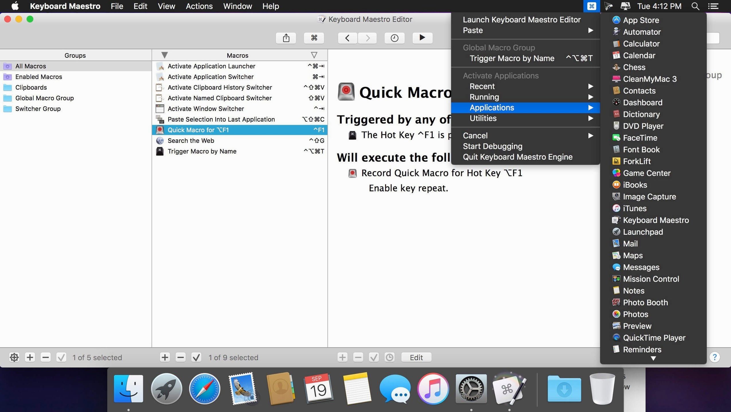 Keyboard Maestro app screen 3