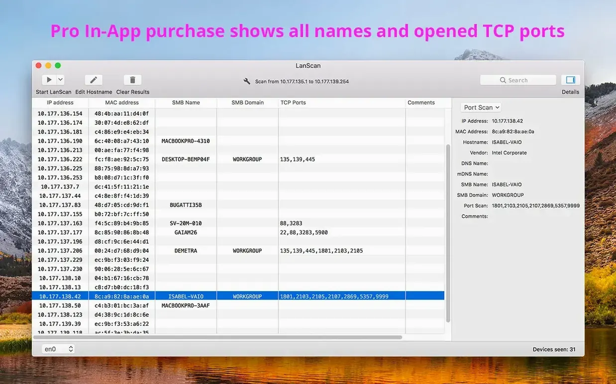 LanScan app screen 2