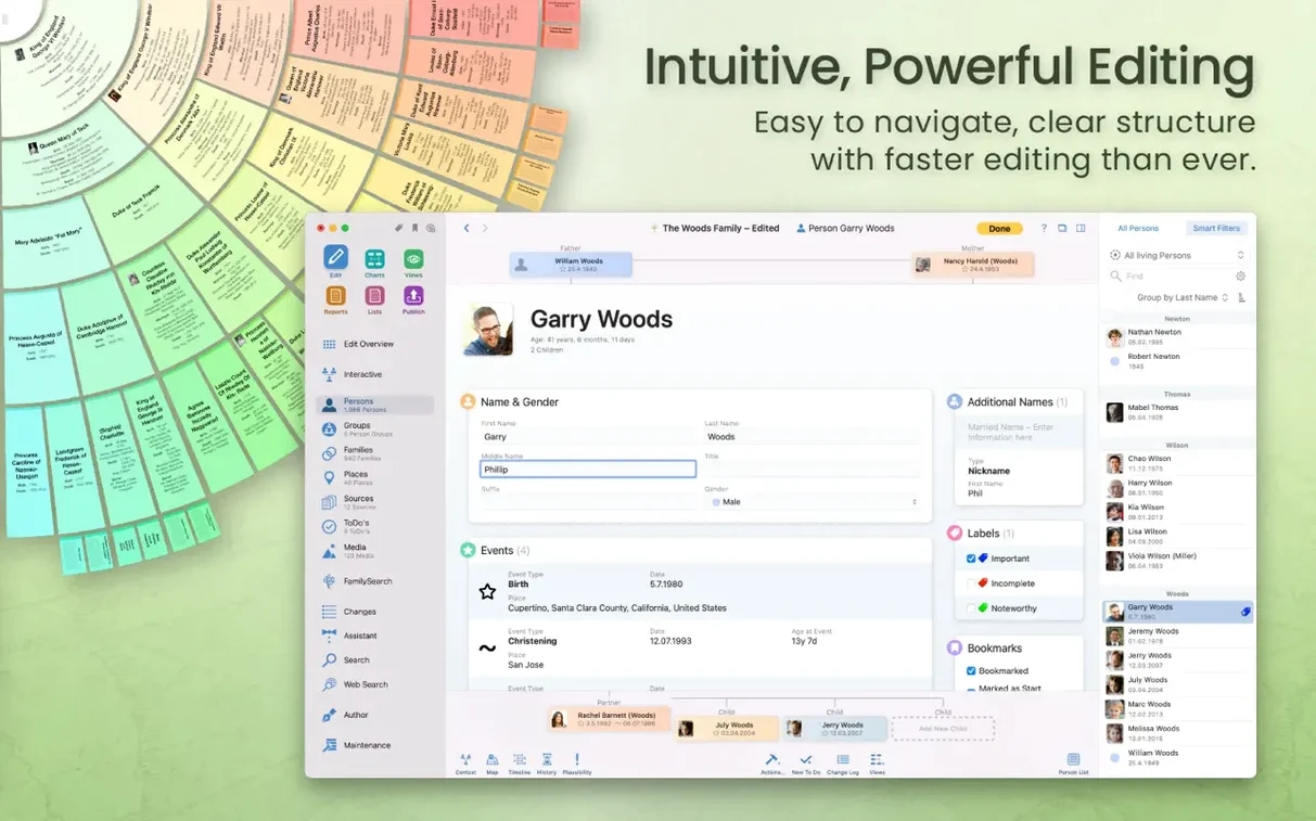 MacFamilyTree app screen 2