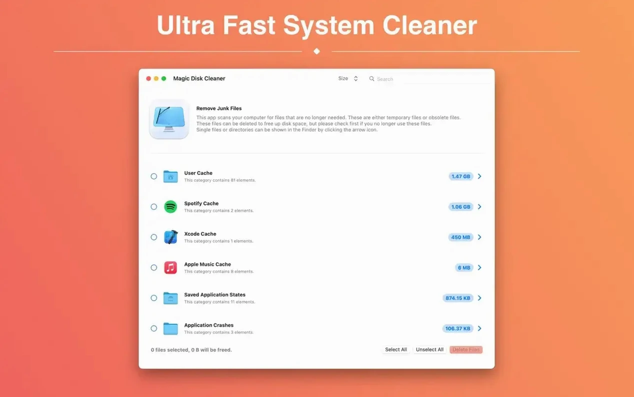 Magic Disk Cleaner — example 1 magic disk cleaner: app overview