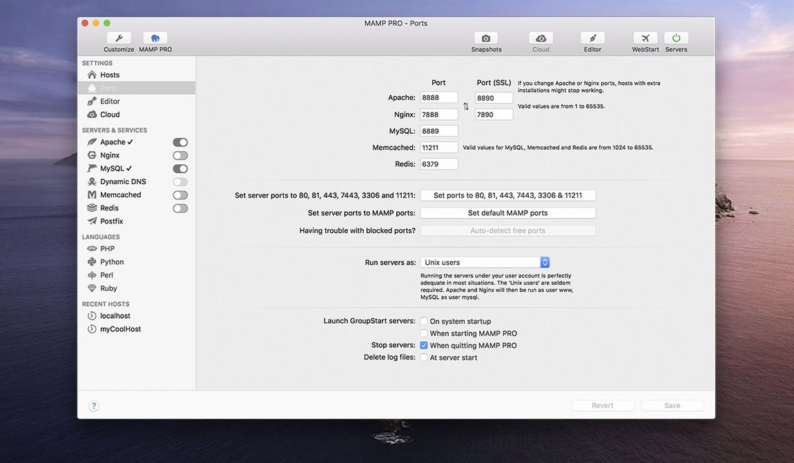 MAMP PRO — example 2 MAMP PRO macOS window 2