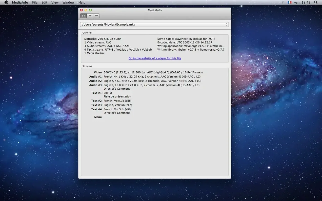 download mediainfo for mac: the interface