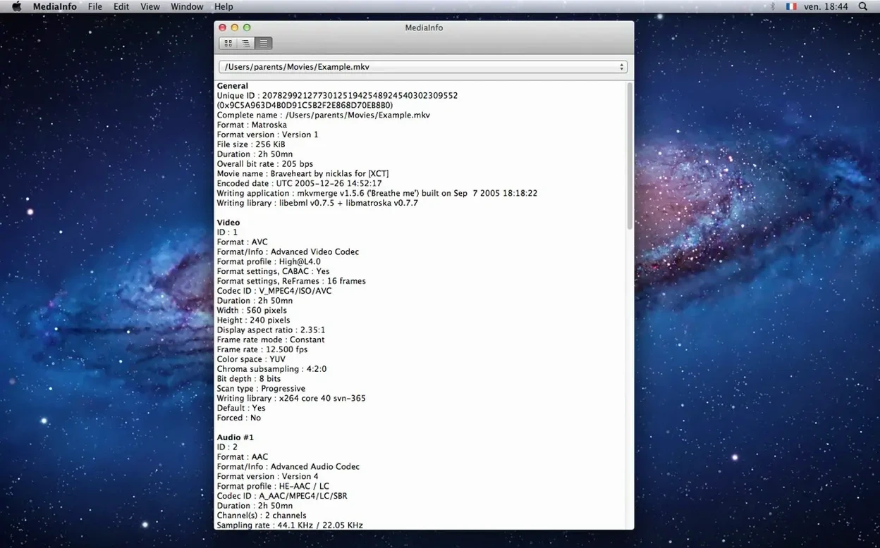 MediaInfo macOS window 3