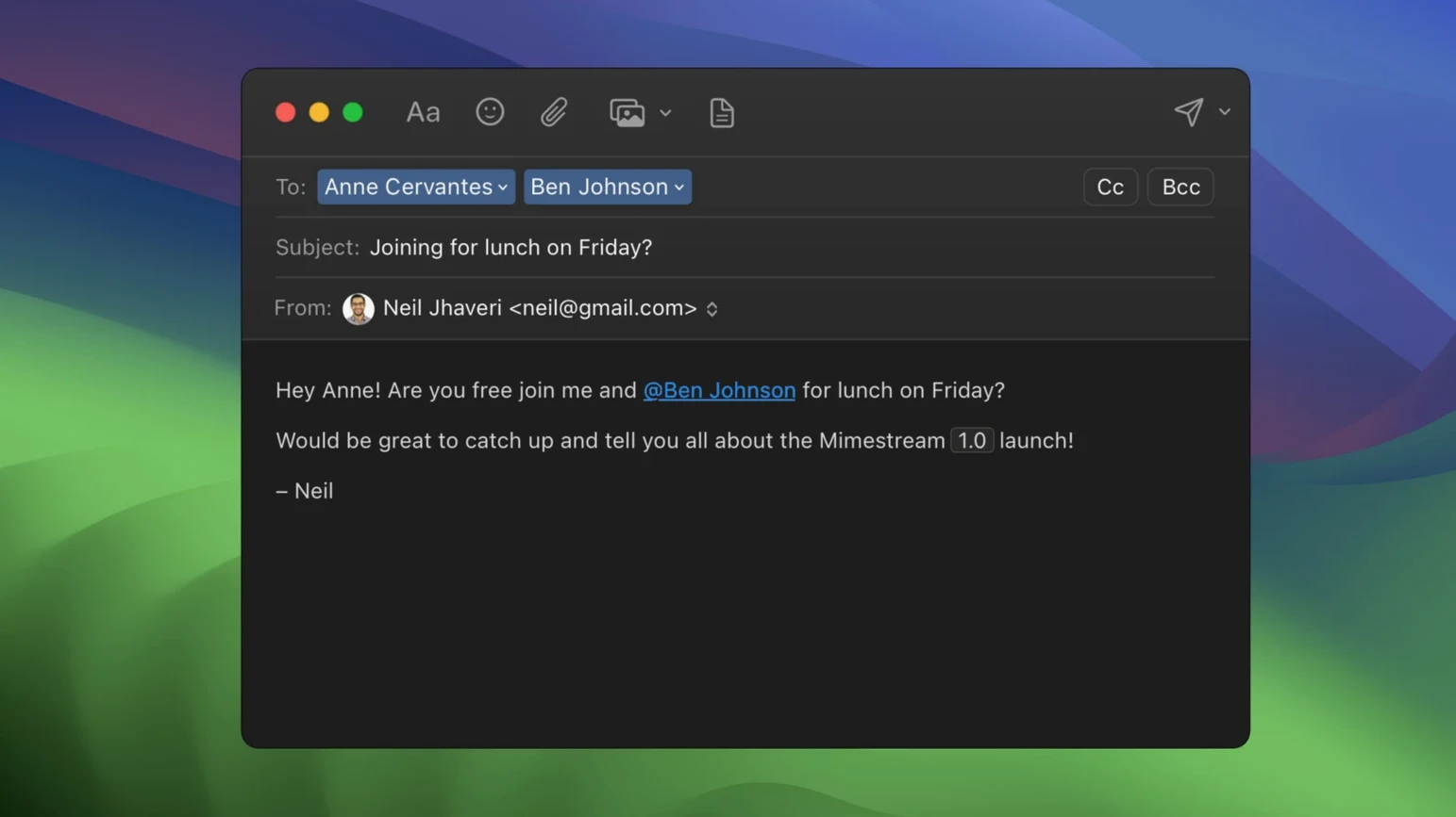 Mimestream — example 2 Mimestream macOS window 2