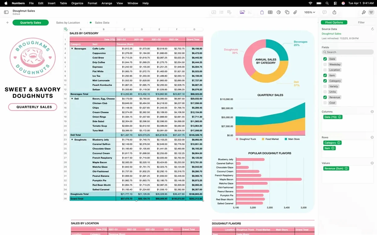 Numbers Creator Studio — example 3 Numbers Creator Studio macOS window 3