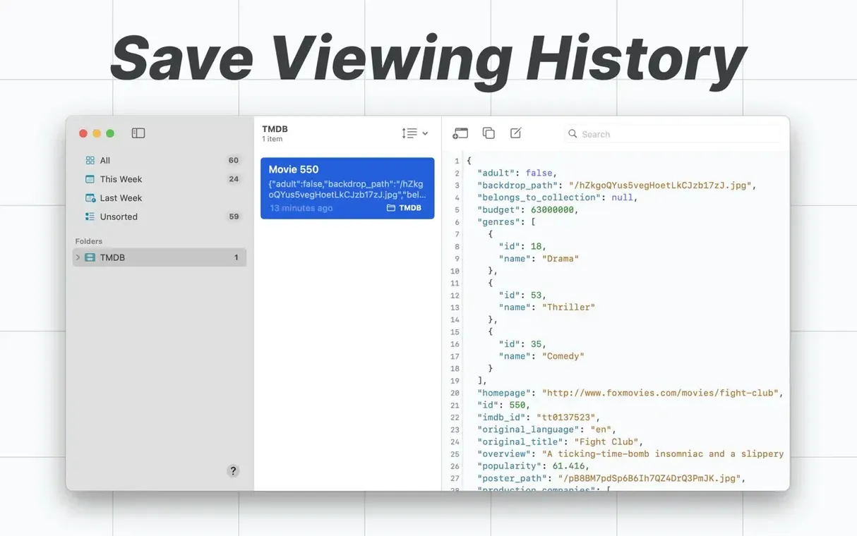 OK JSON - Viewer & Formatter — example 3 OK JSON - Viewer & Formatter macOS window 3