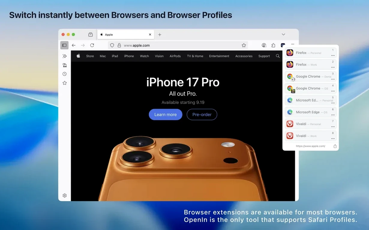 OpenIn - Advanced Link Handler macOS window 2