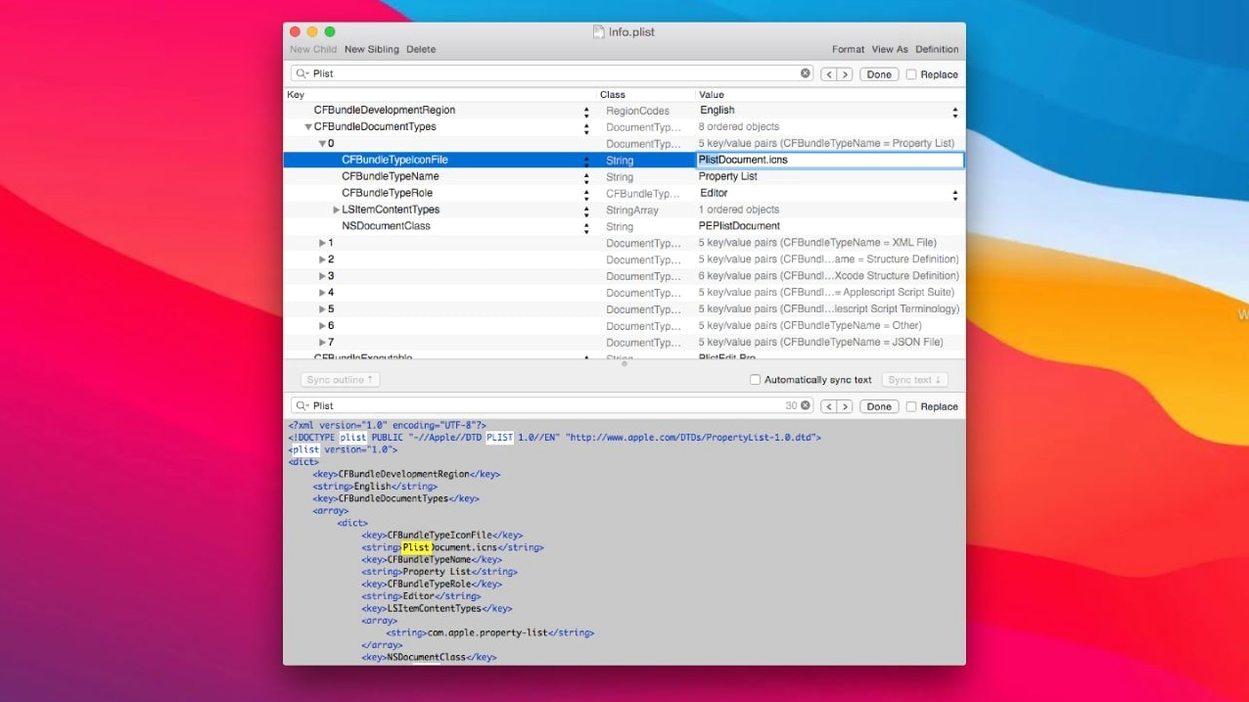PlistEdit Pro — example 2 PlistEdit Pro macOS window 2