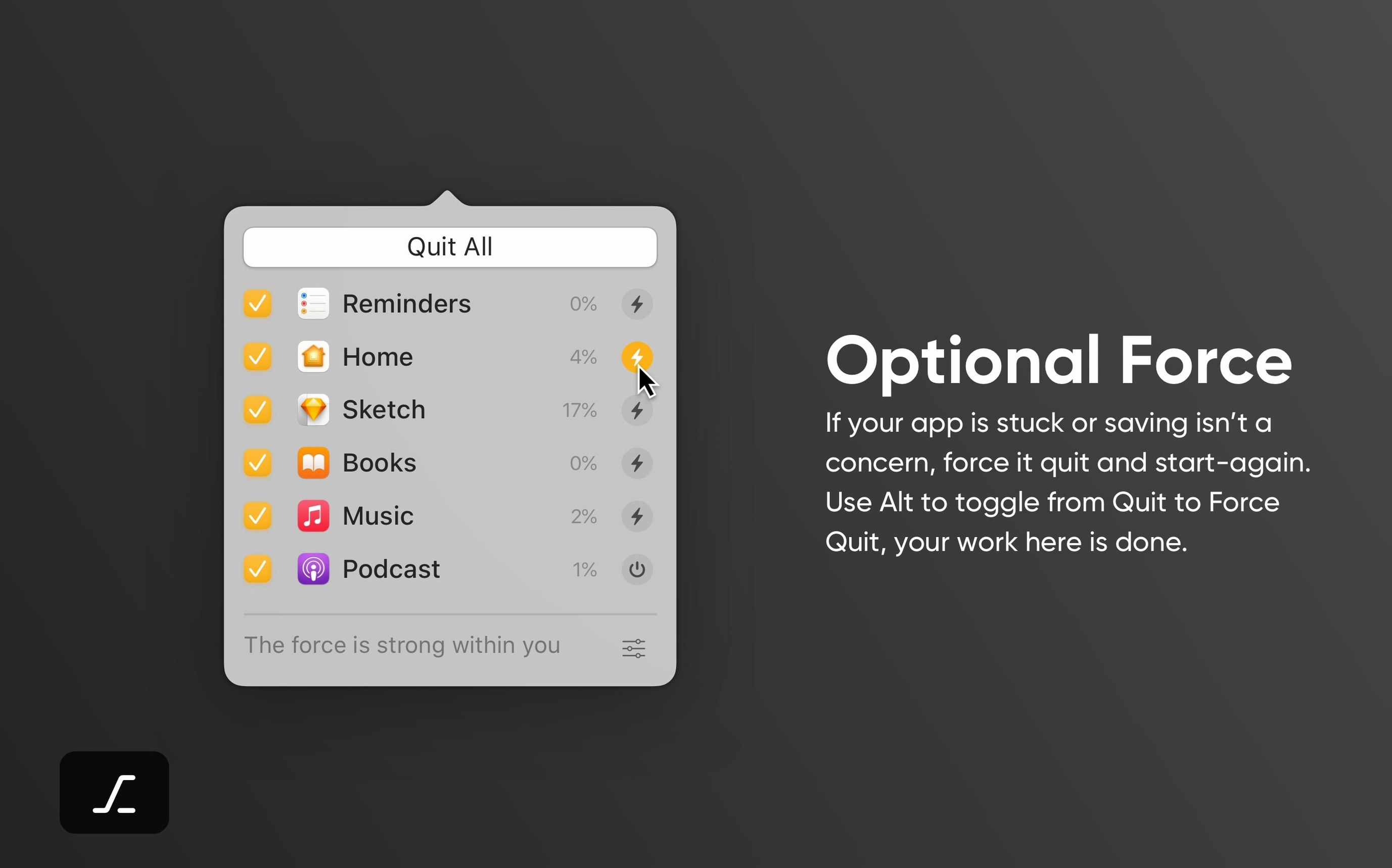 Quit All app screen 2