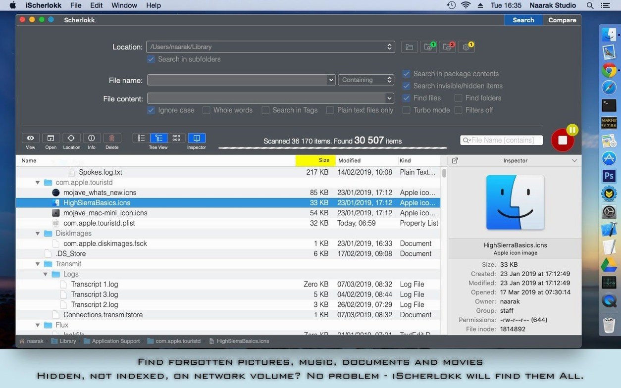 scherlokk mac torrent: the interface