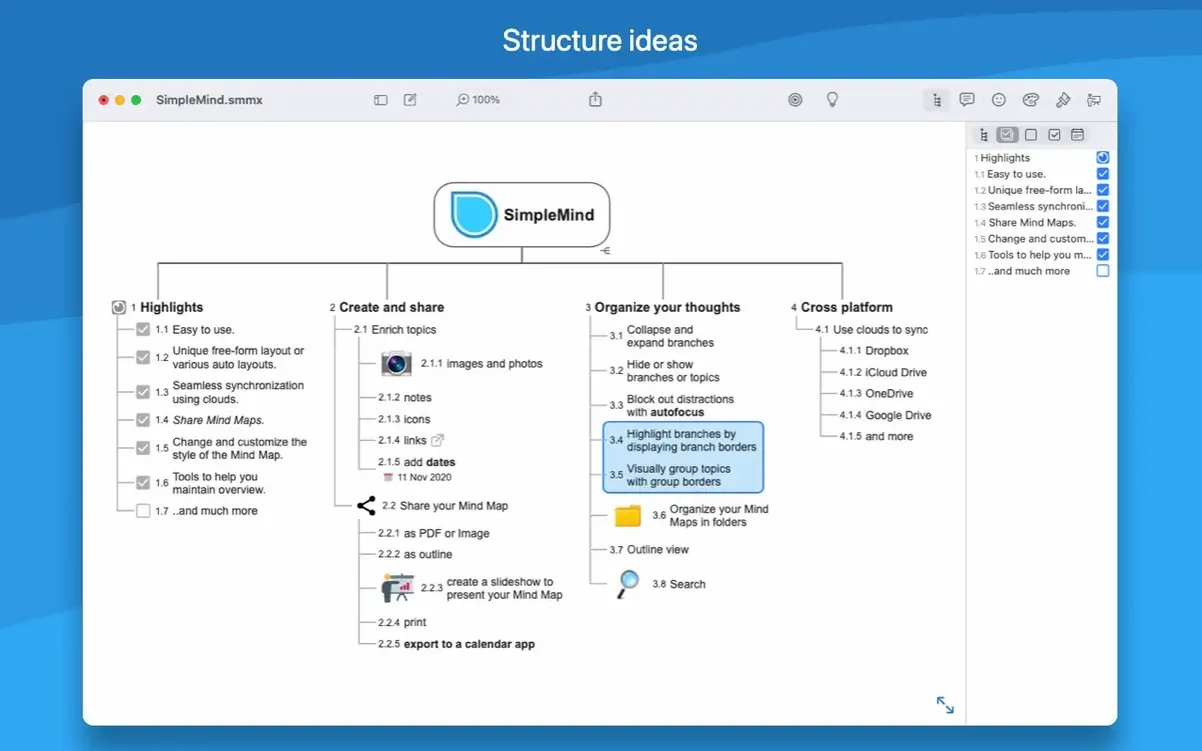 SimpleMind Pro app screen 3