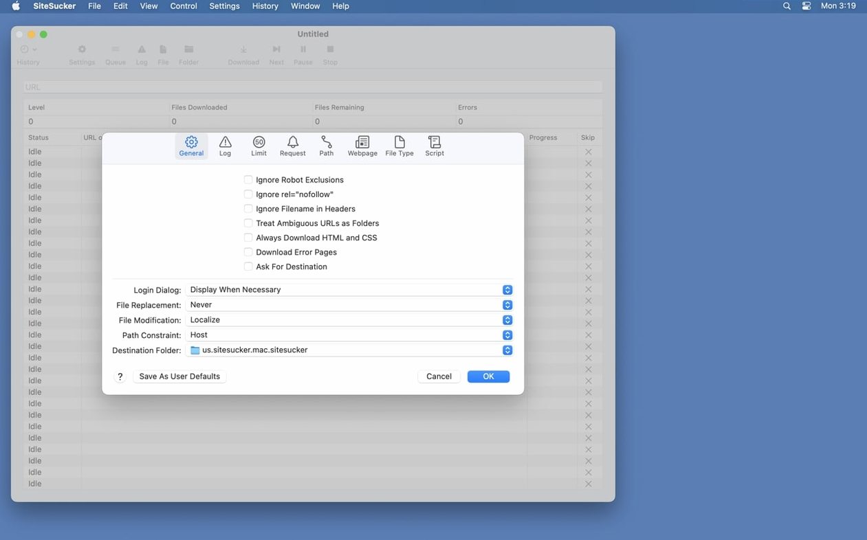 SiteSucker Pro app screen 2