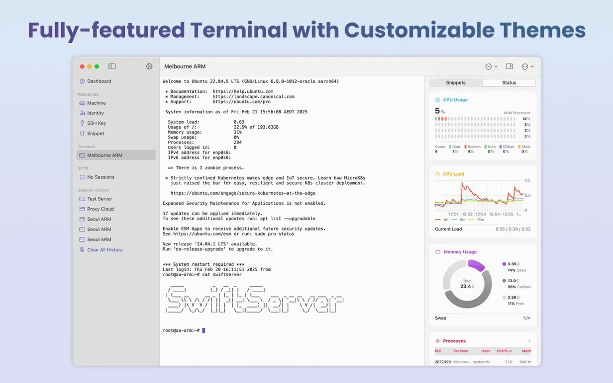 SwiftServer - Monitoring & SSH walkthrough 4 SwiftServer - Monitoring & SSH app screen 4