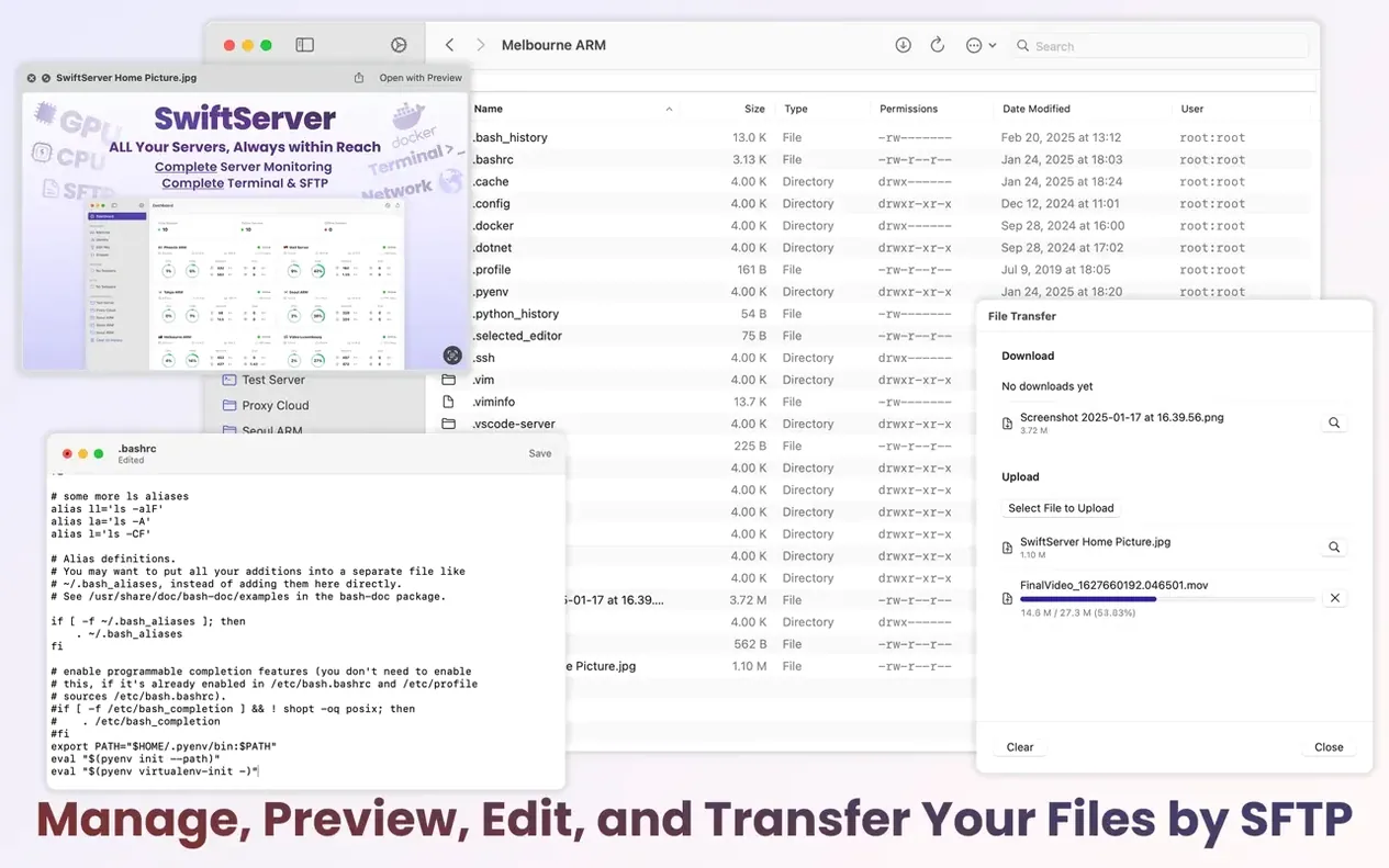 SwiftServer - Monitoring & SSH — example 5 SwiftServer - Monitoring & SSH macOS window 5