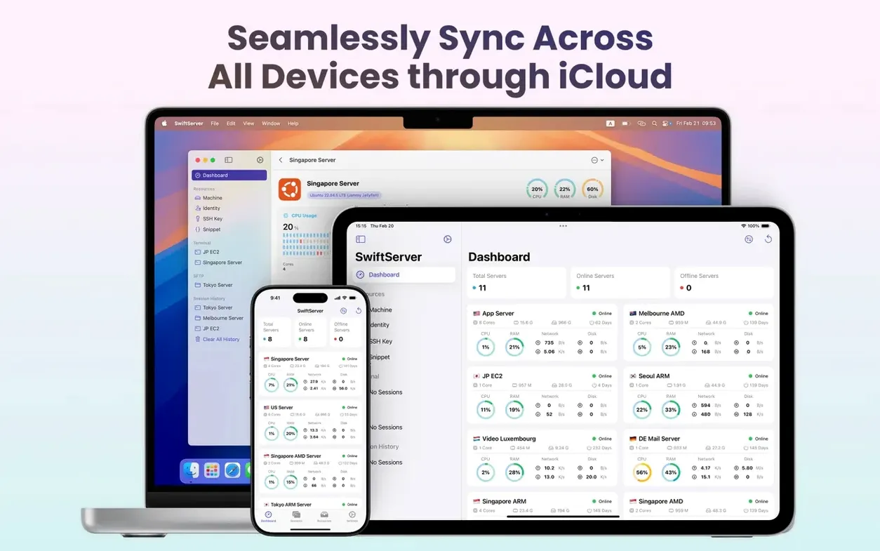 SwiftServer - Monitoring & SSH — example 7 SwiftServer - Monitoring & SSH macOS window 7
