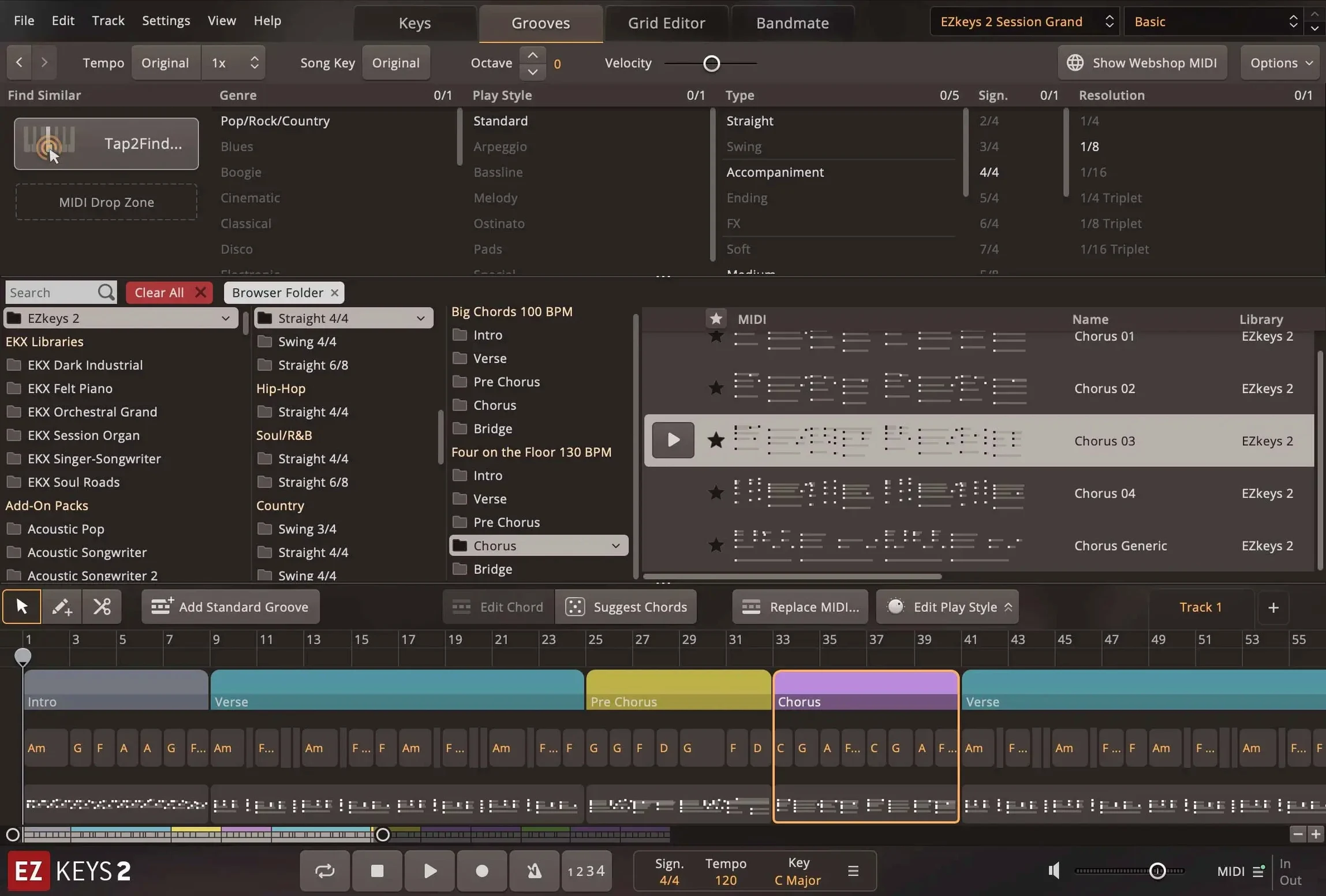 Toontrack EZkeys — example 2 Toontrack EZkeys macOS window 2