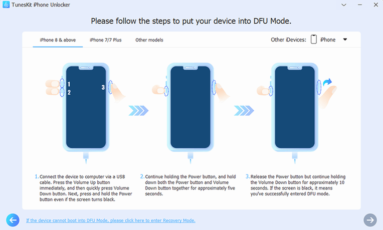 TunesKit iPhone Unlocker walkthrough 2 TunesKit iPhone Unlocker app screen 2