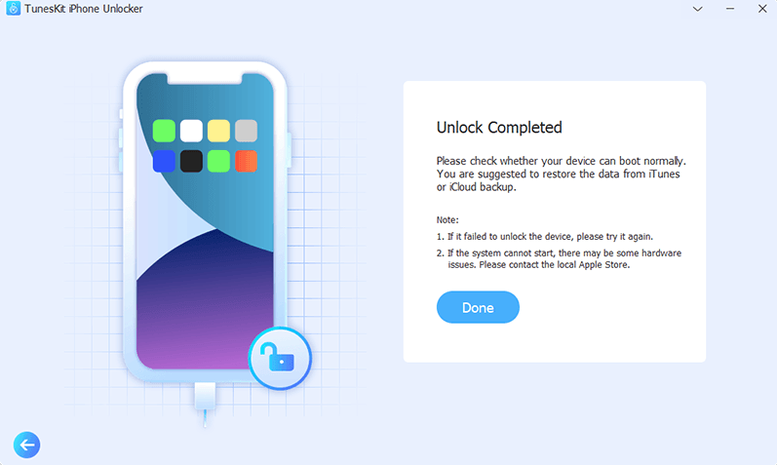 TunesKit iPhone Unlocker walkthrough 4 TunesKit iPhone Unlocker app screen 4