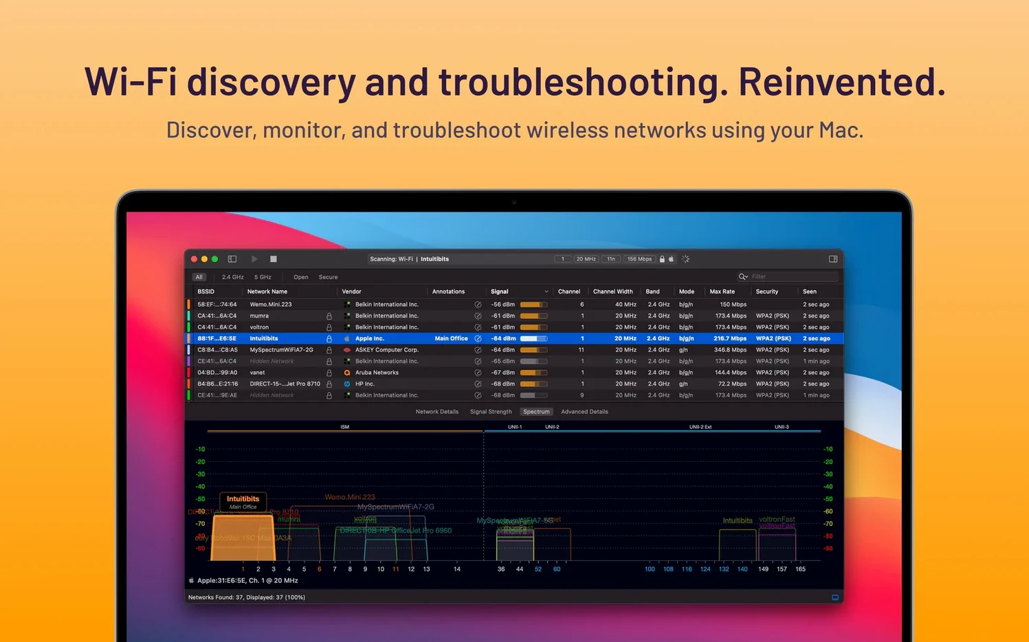 download wifi explorer pro 3 for mac: the interface