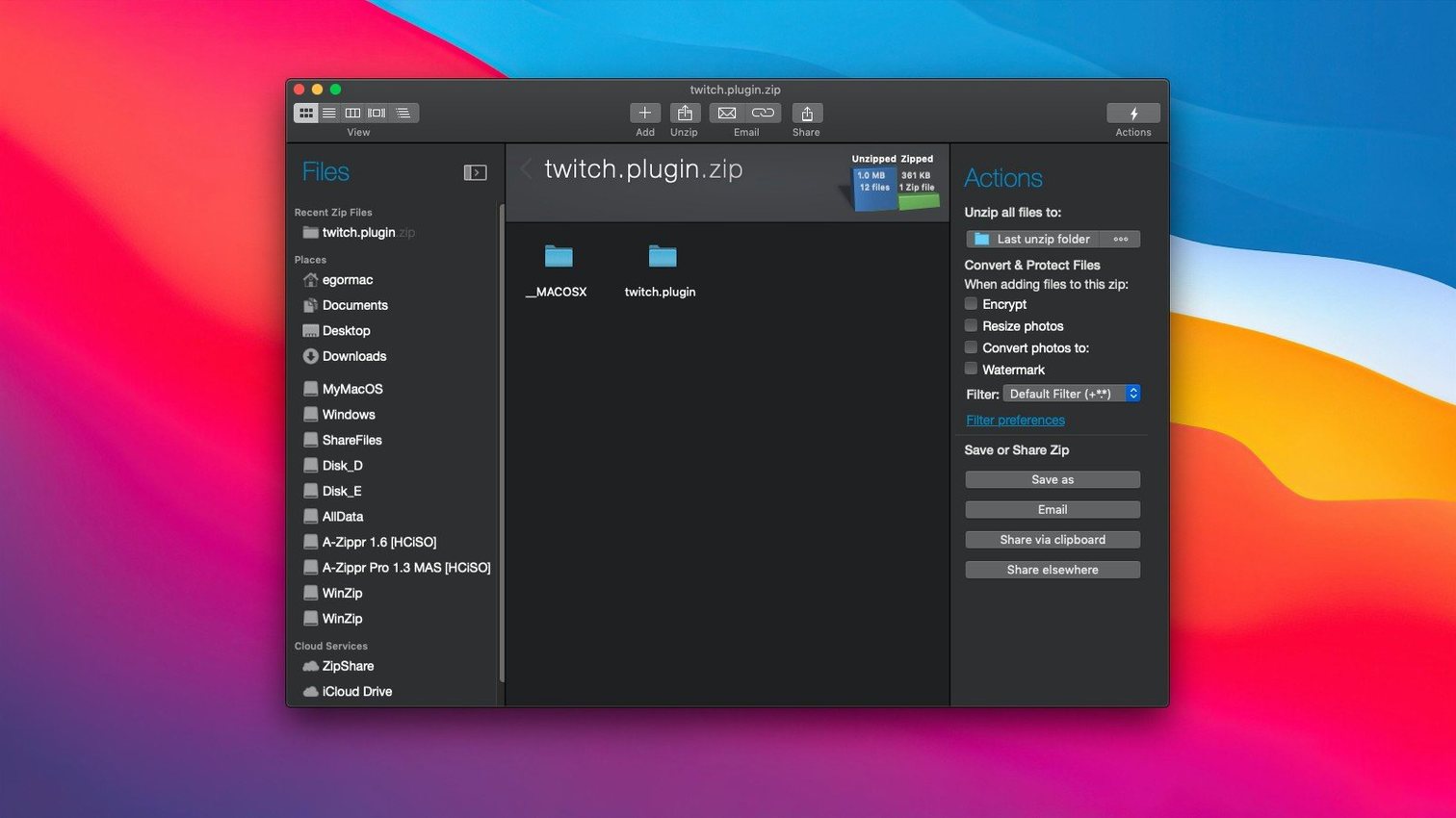 WinZip Mac Pro macOS window 2